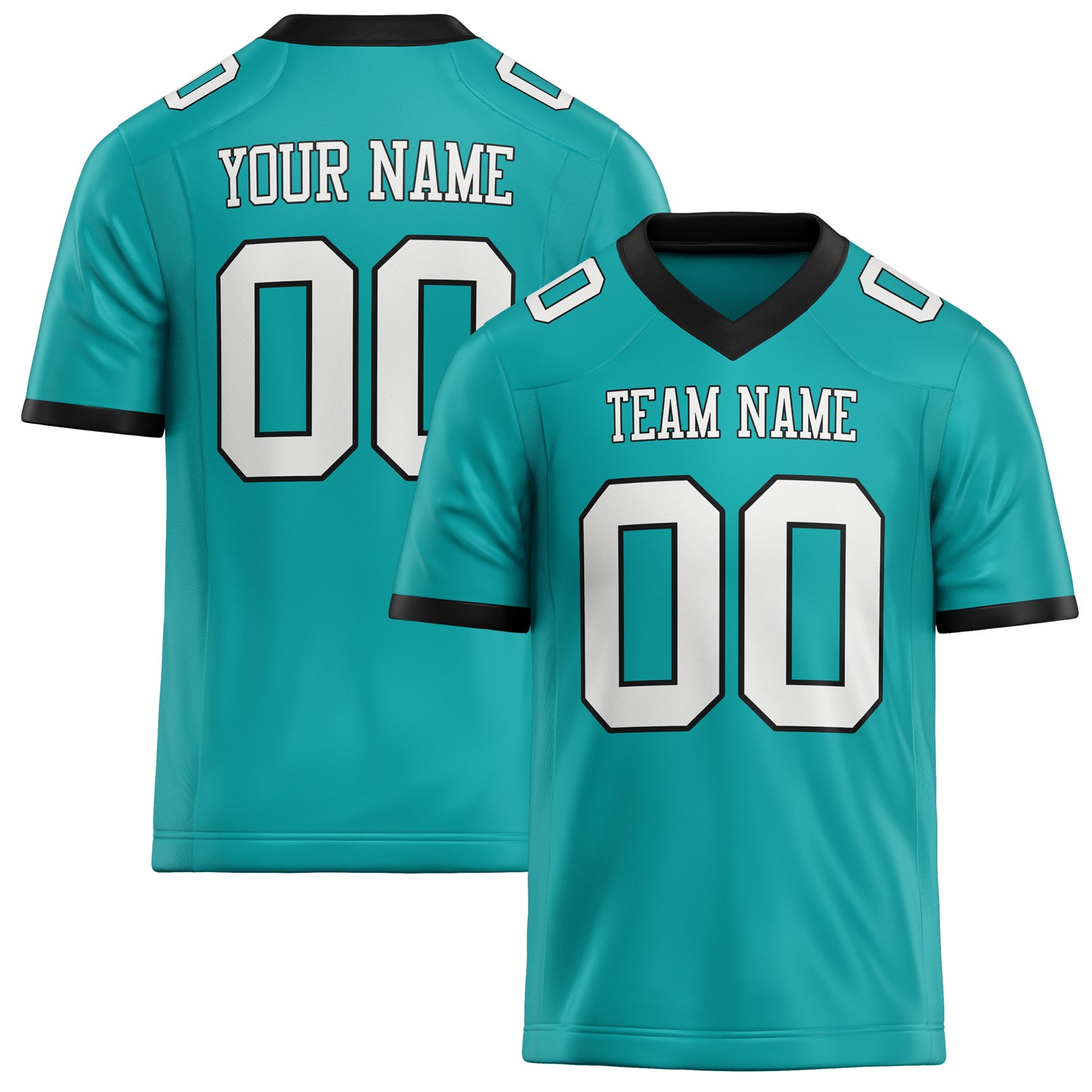 Custom Aqua White Solid Colour Football Jersey FT02240730AQ014