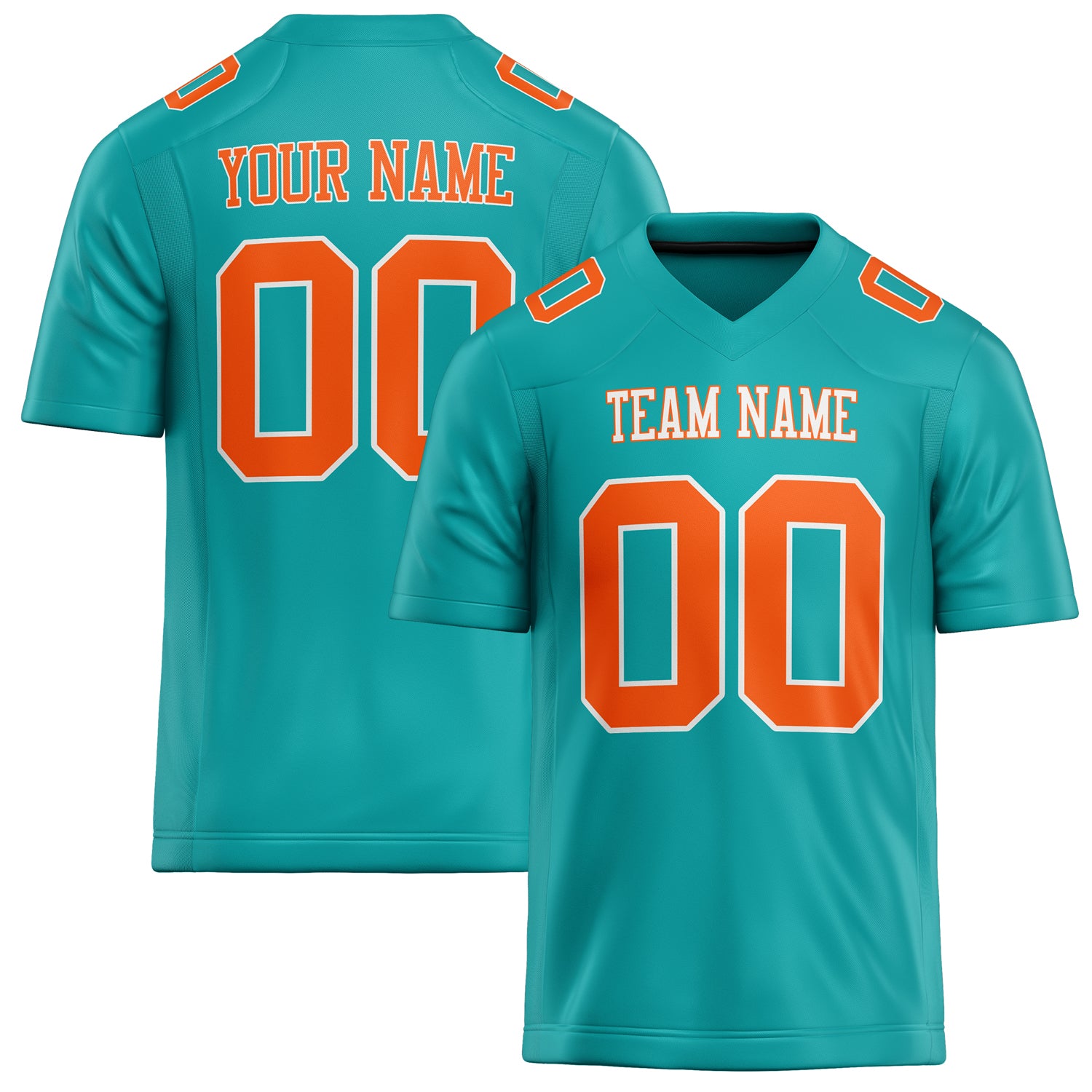 Custom Aqua Orange Solid Colour Football Jersey FT02240730AQ015