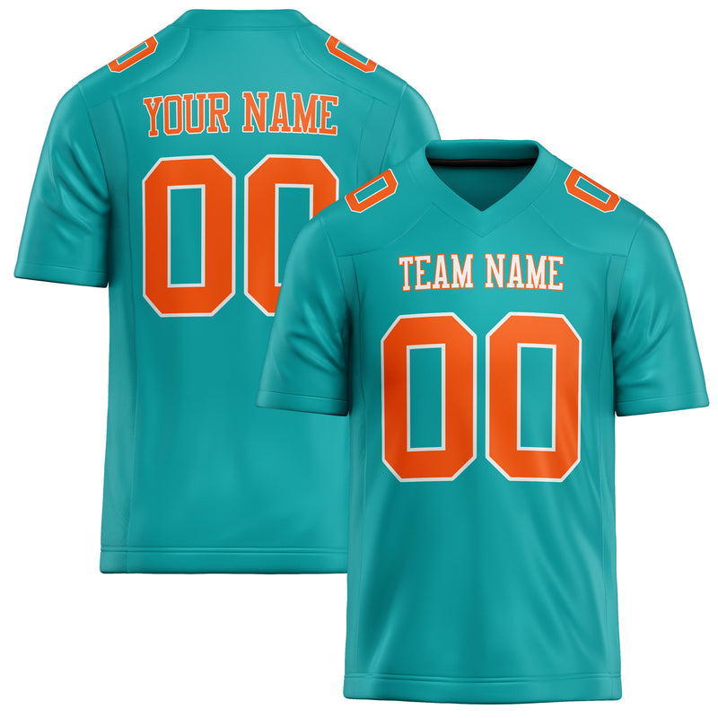 Custom Aqua Orange Solid Colour Football Jersey FT02240730AQ015