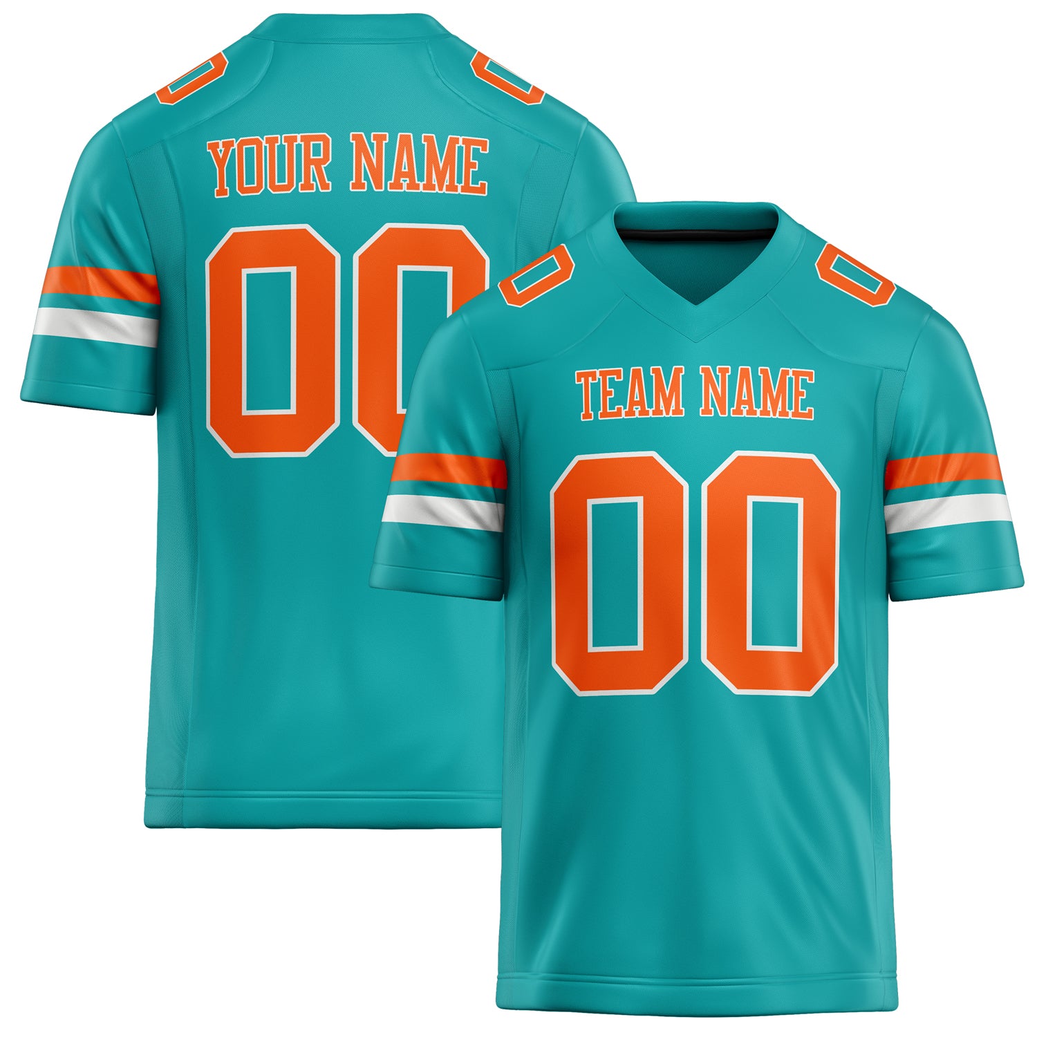 Custom Aqua Orange Solid Colour Football Jersey FT02240730AQ016