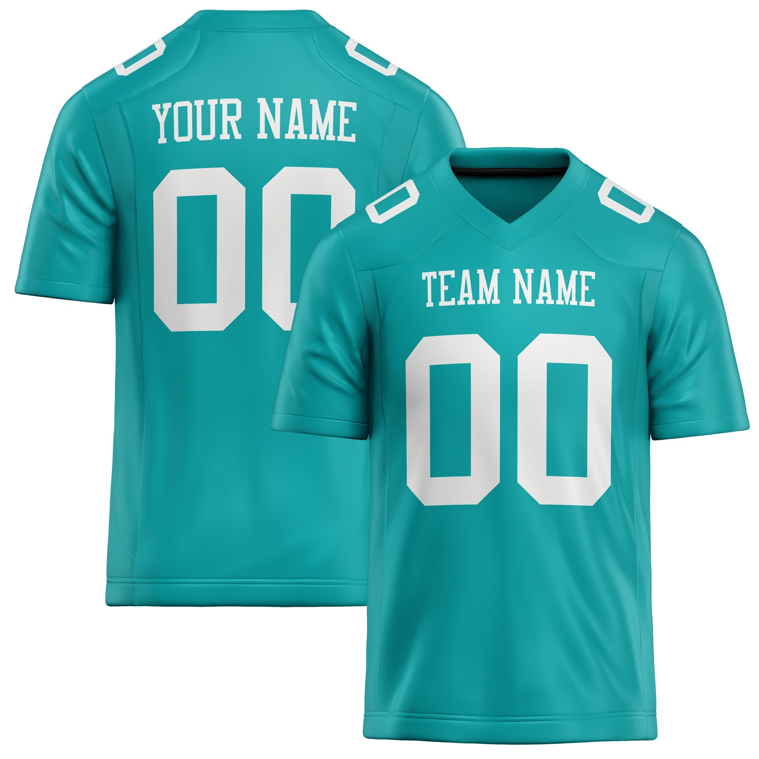 Custom Aqua White Solid Colour Football Jersey FT02240730AQ017