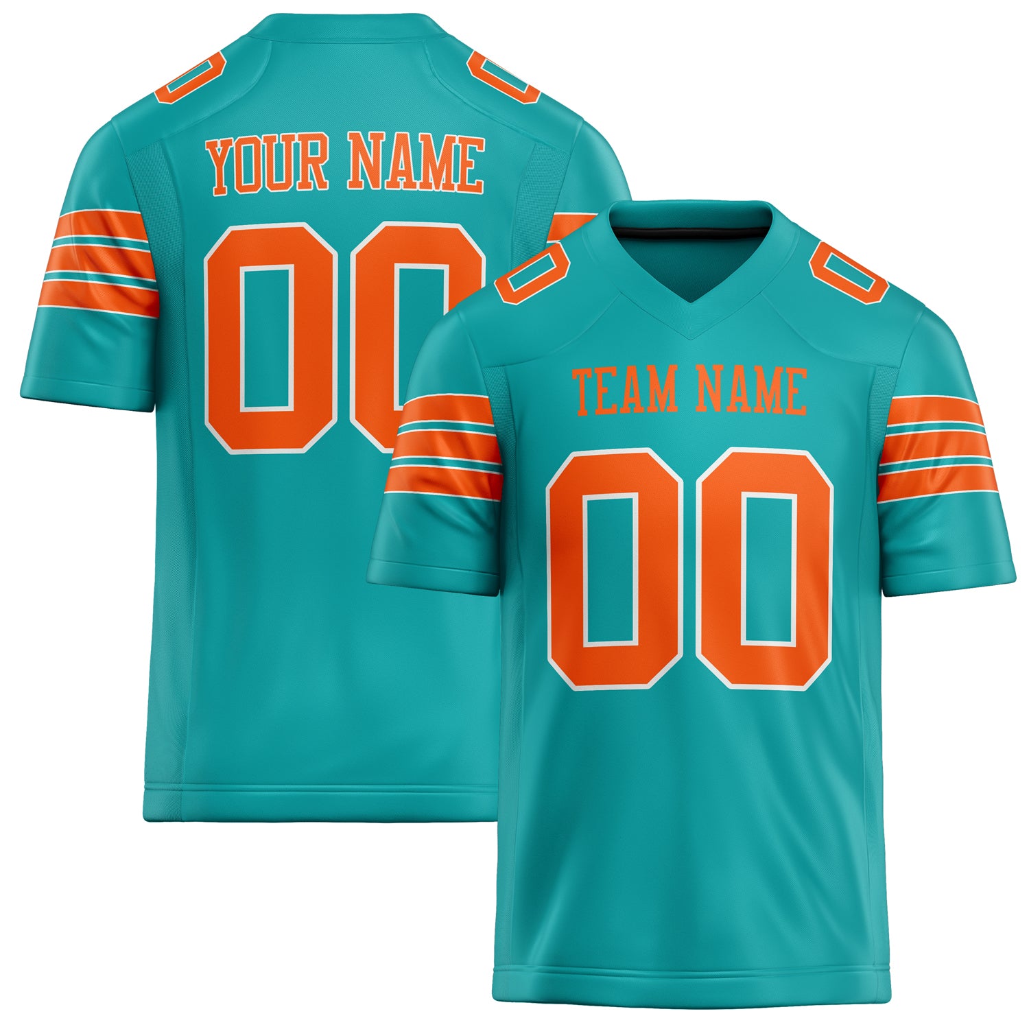 Custom Aqua Orange Solid Colour Football Jersey FT02240730AQ019