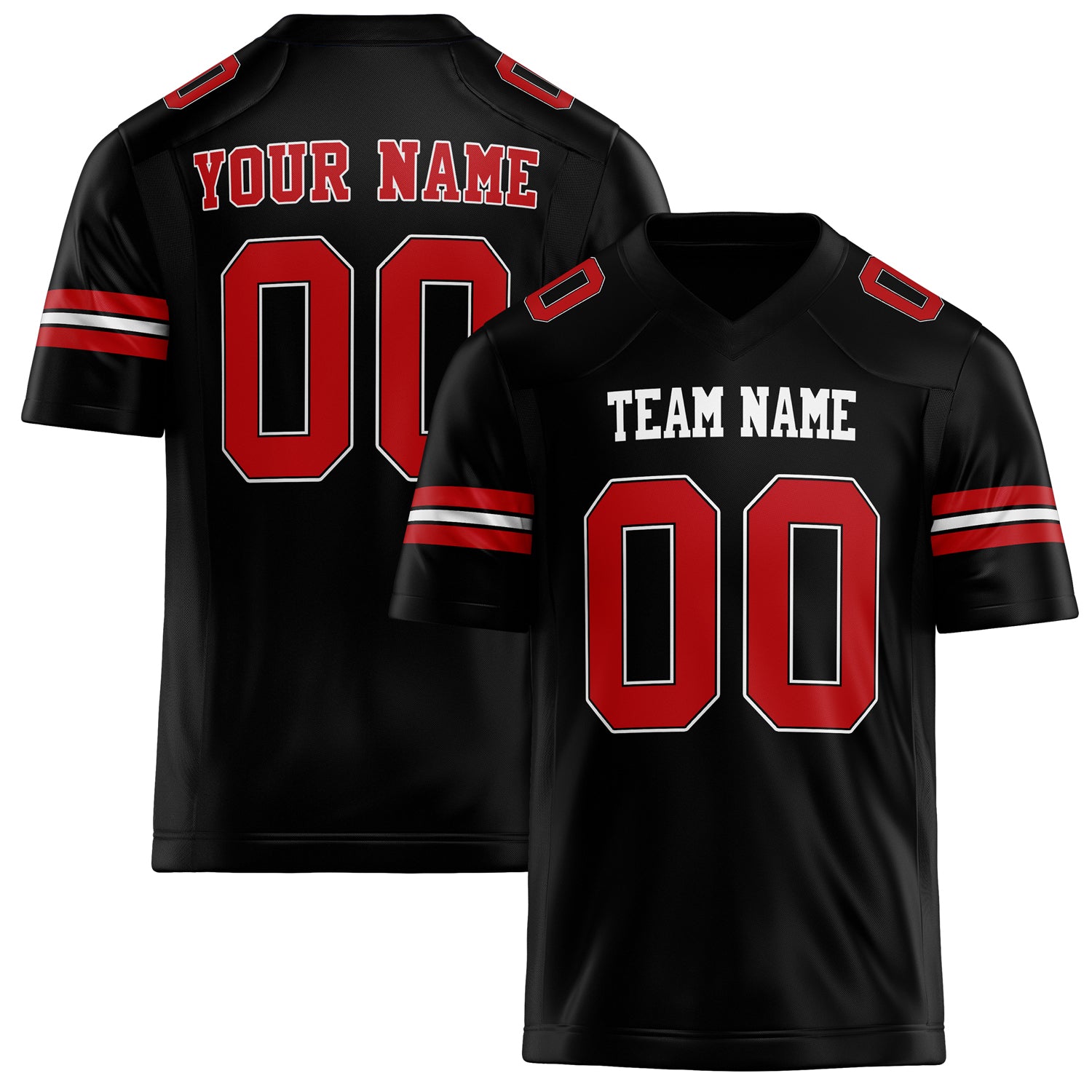 Custom Black red Solid Colour Football Jersey FT02240730BL024