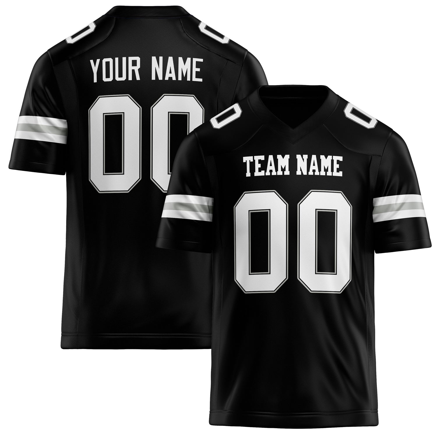Custom Black White Solid Colour Football Jersey FT02240730BL026