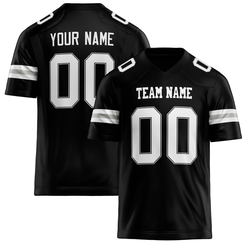 Custom Black White Solid Colour Football Jersey FT02240730BL026