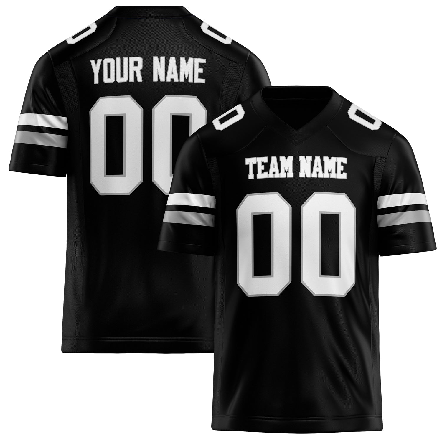 Custom Black White Solid Colour Football Jersey FT02240730BL032