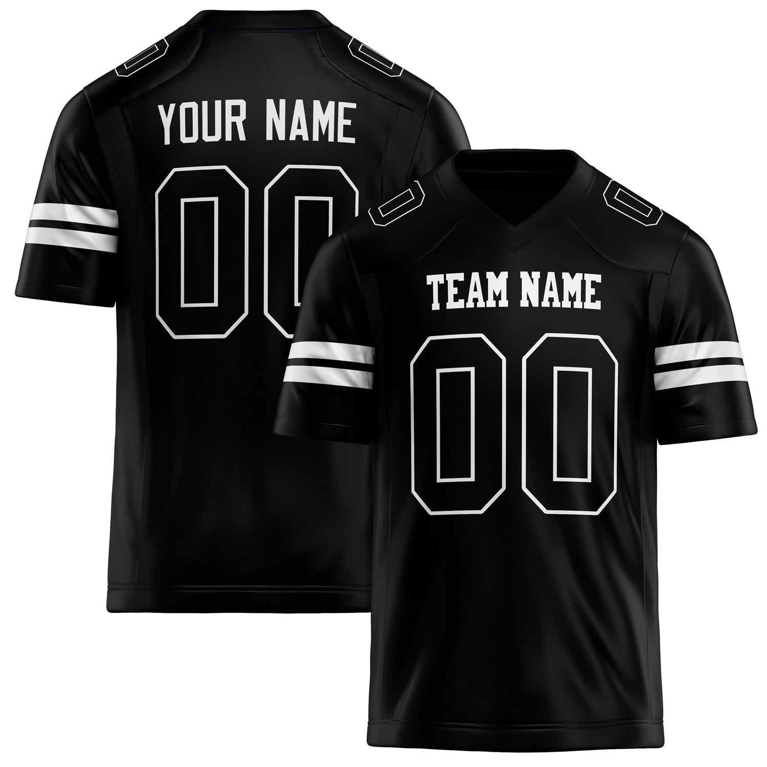 Custom Black White Solid Colour Football Jersey FT02240730BL035