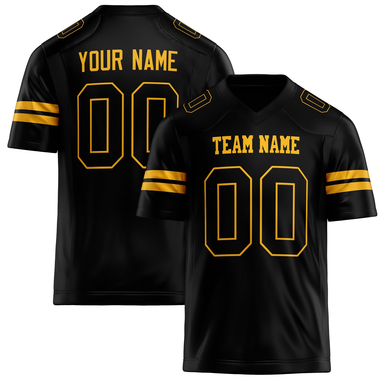 Custom Black gold Solid Colour Football Jersey FT02240730BL037