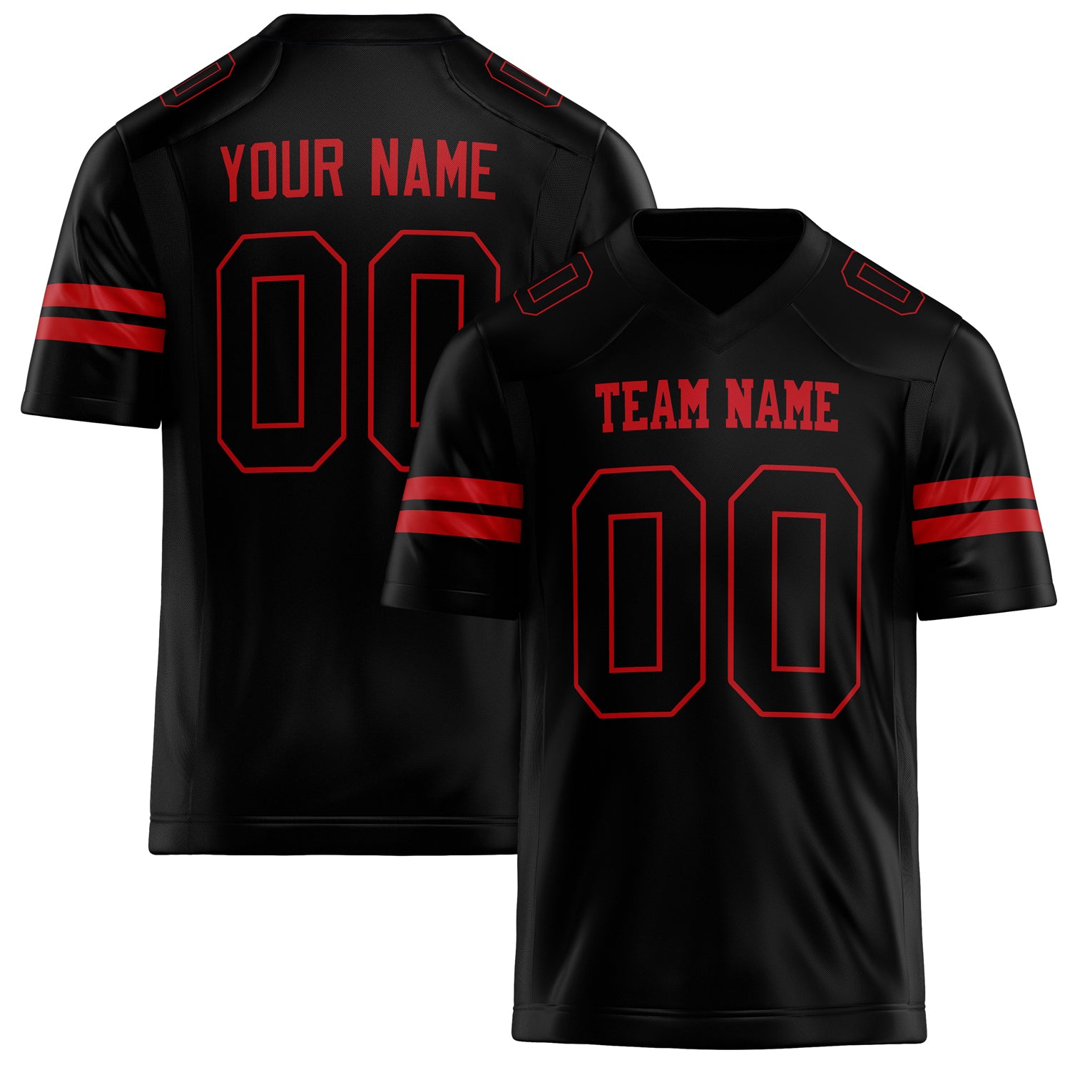 Custom Black red Solid Colour Football Jersey FT02240730BL038