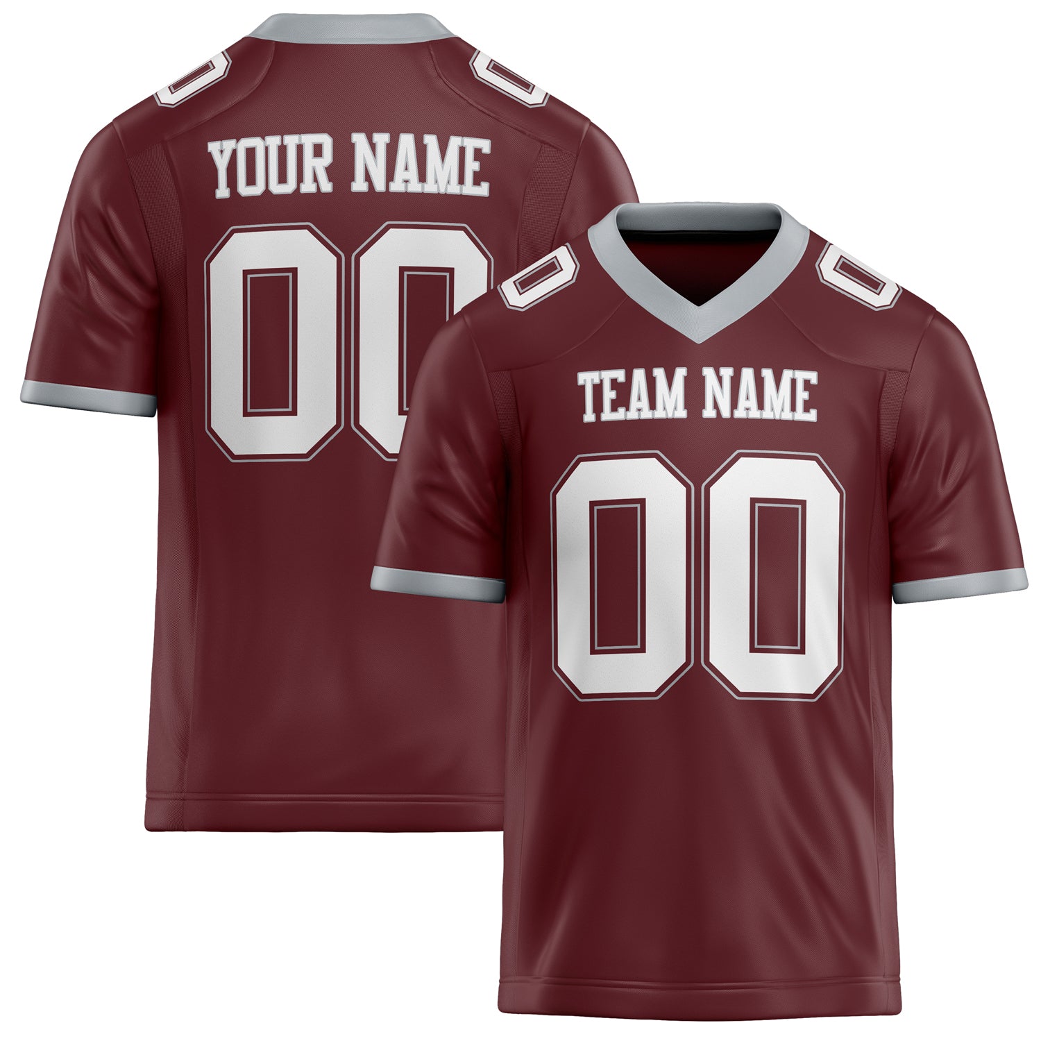 Custom Burgundy White Solid Colour Football Jersey FT02240730BU061