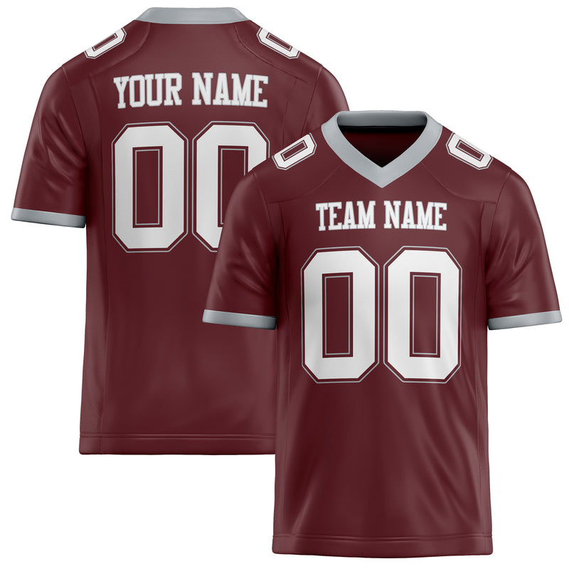 Custom Burgundy White Solid Colour Football Jersey FT02240730BU061