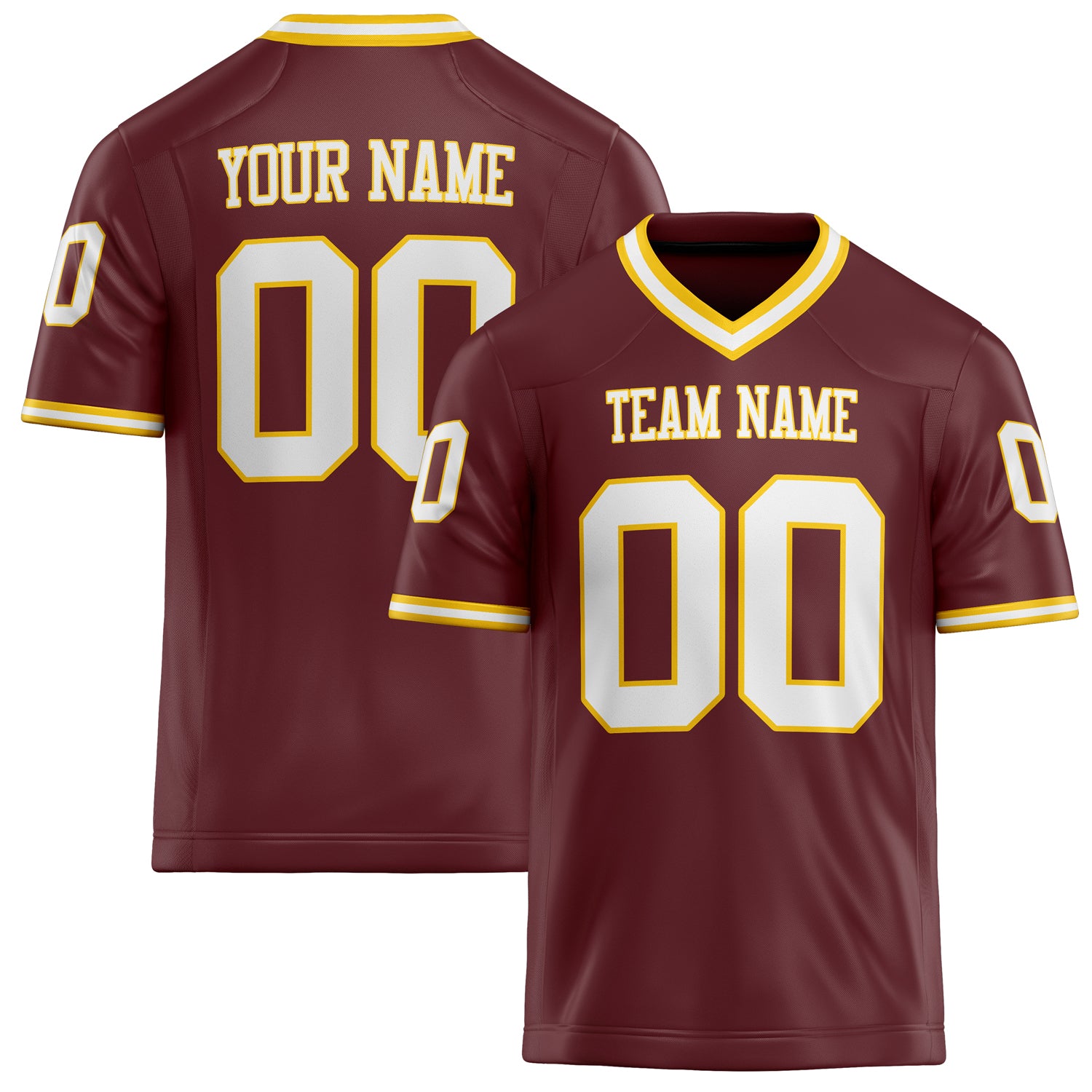 Custom Burgundy White Solid Colour Football Jersey FT02240730BU063