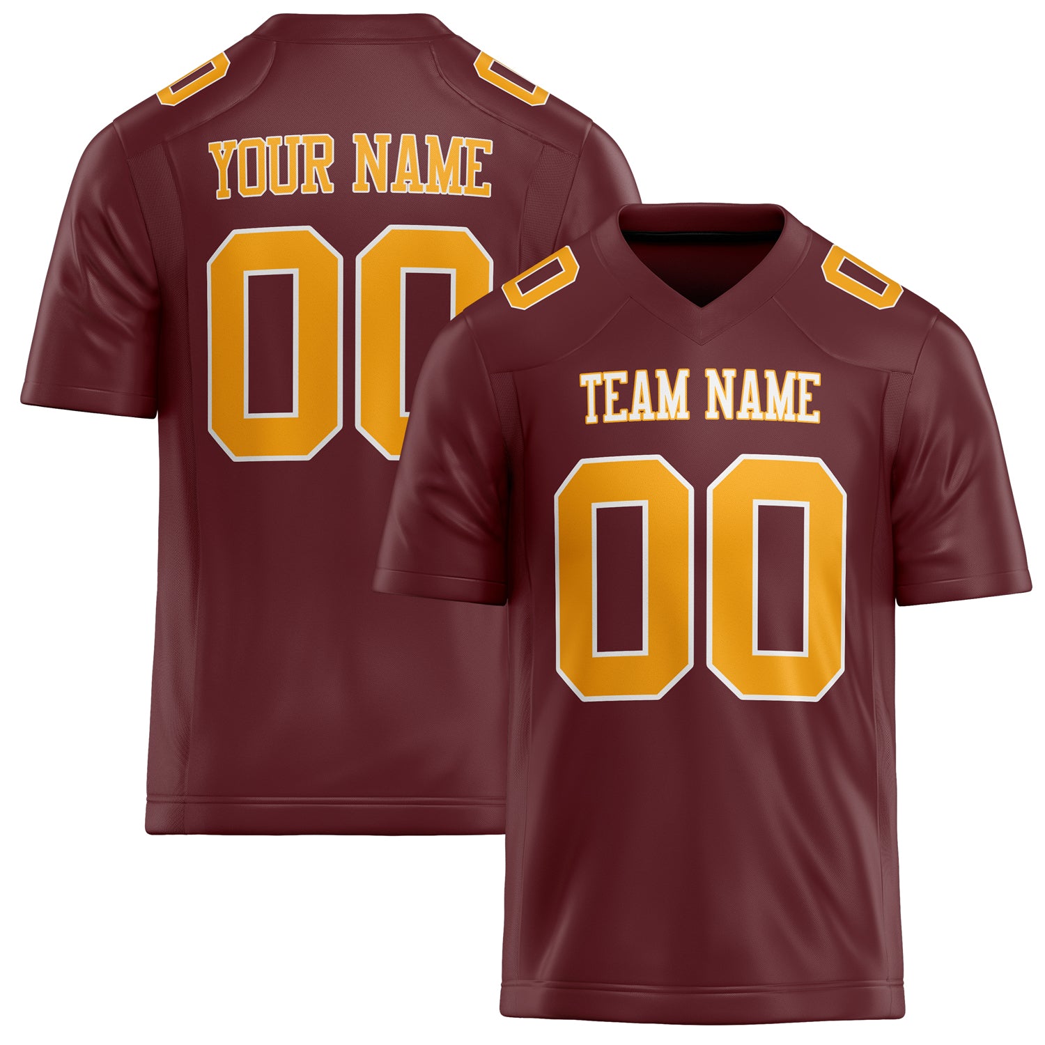 Custom Burgundy gold Solid Colour Football Jersey FT02240730BU066