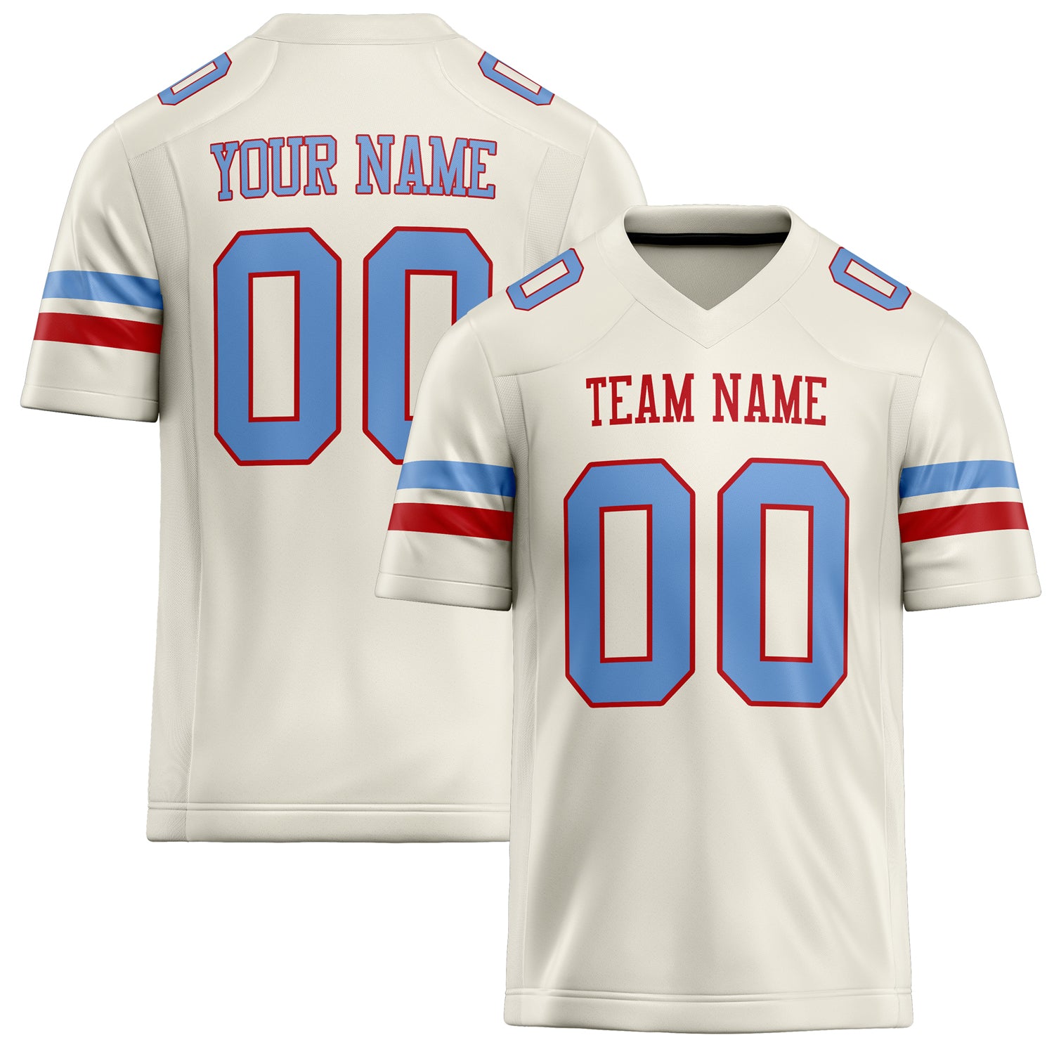 Custom Cream light blue Solid Colour Football Jersey FT02240730CR089