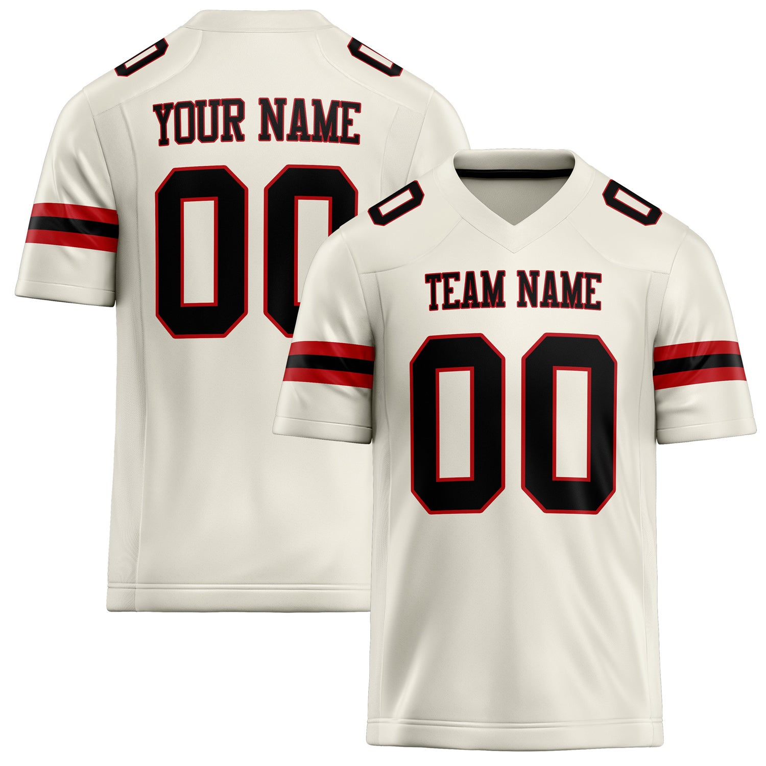 Custom Cream Black Solid Colour Football Jersey FT02240730CR095