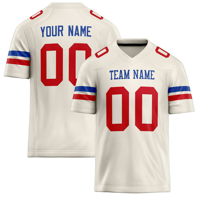 Custom Cream red Solid Colour Football Jersey FT02240730CR101