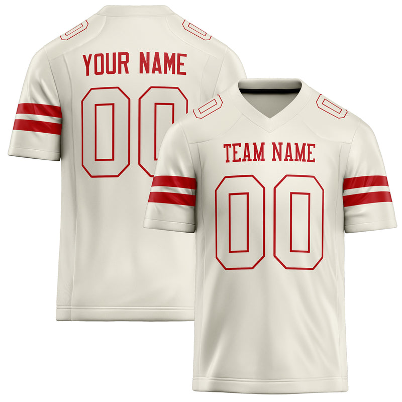 Custom Cream red Solid Colour Football Jersey FT02240730CR108