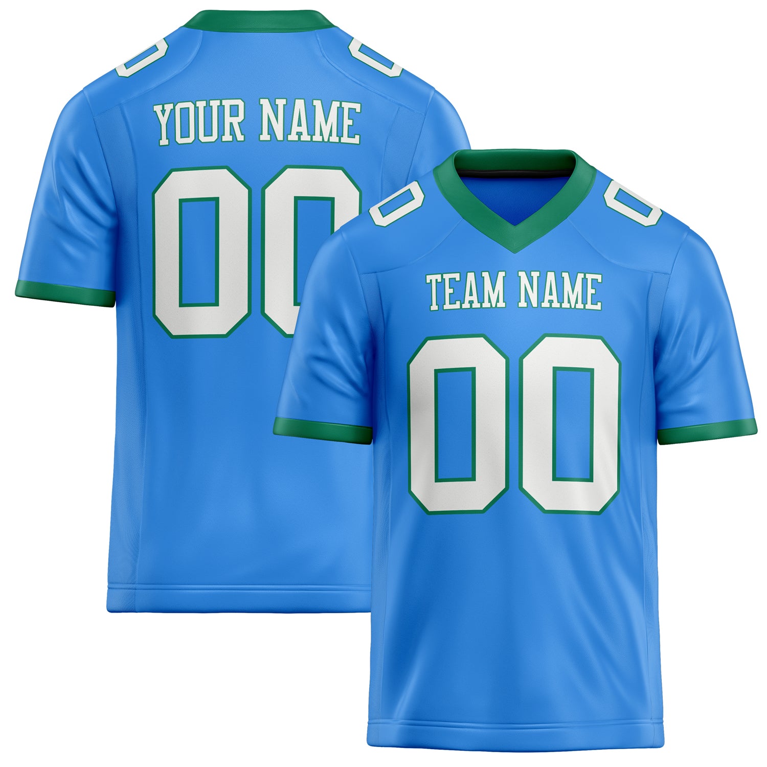 Custom Electric Blue White Solid Colour Football Jersey FT02240730EL110