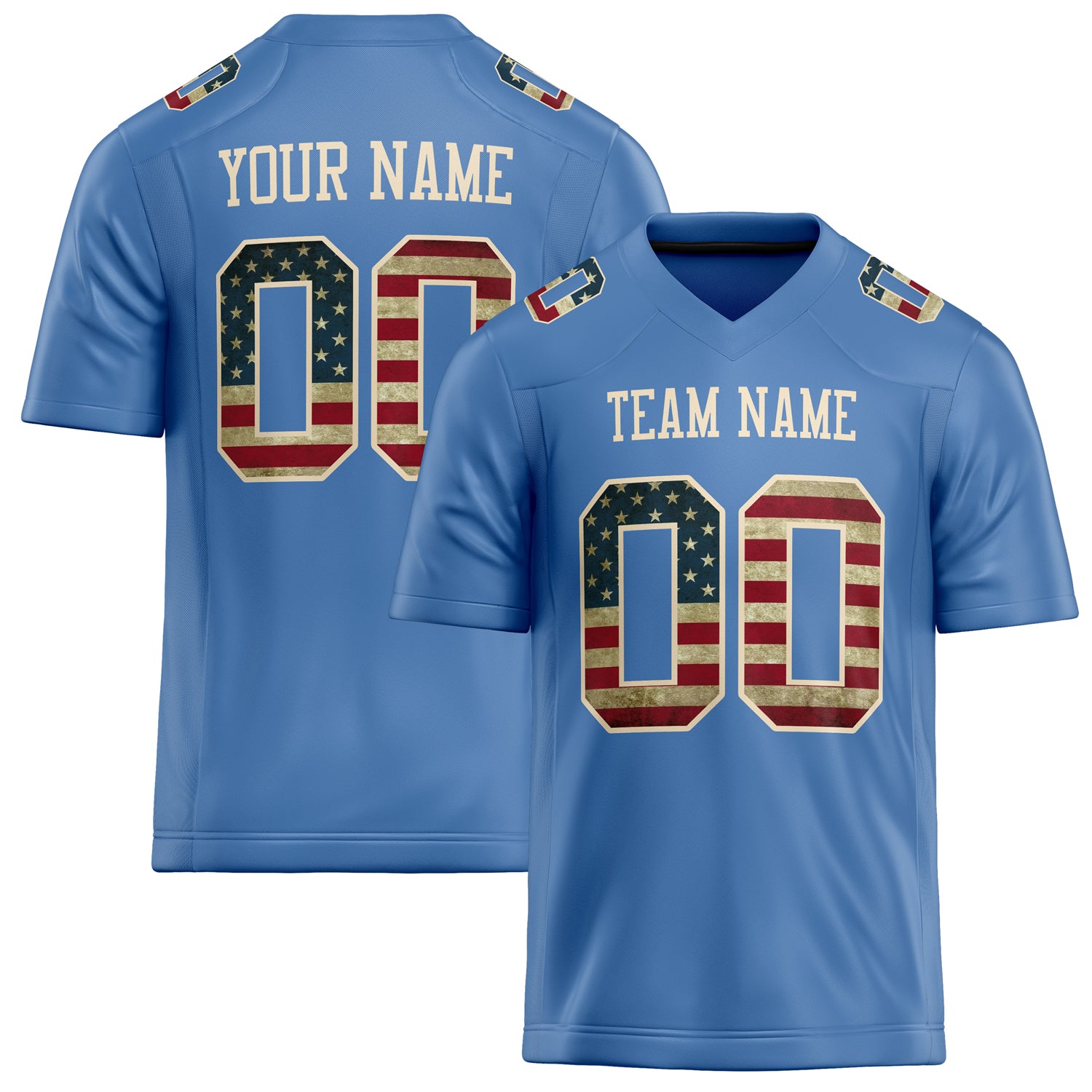 Custom Electric Blue cream Solid Colour Football Jersey FT02240730EL112