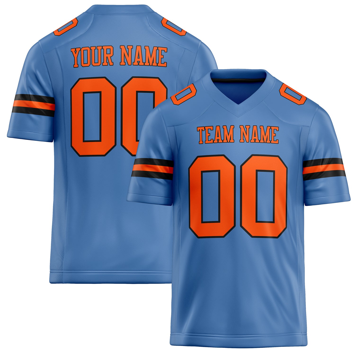 Custom Electric Blue orange Solid Colour Football Jersey FT02240730EL120