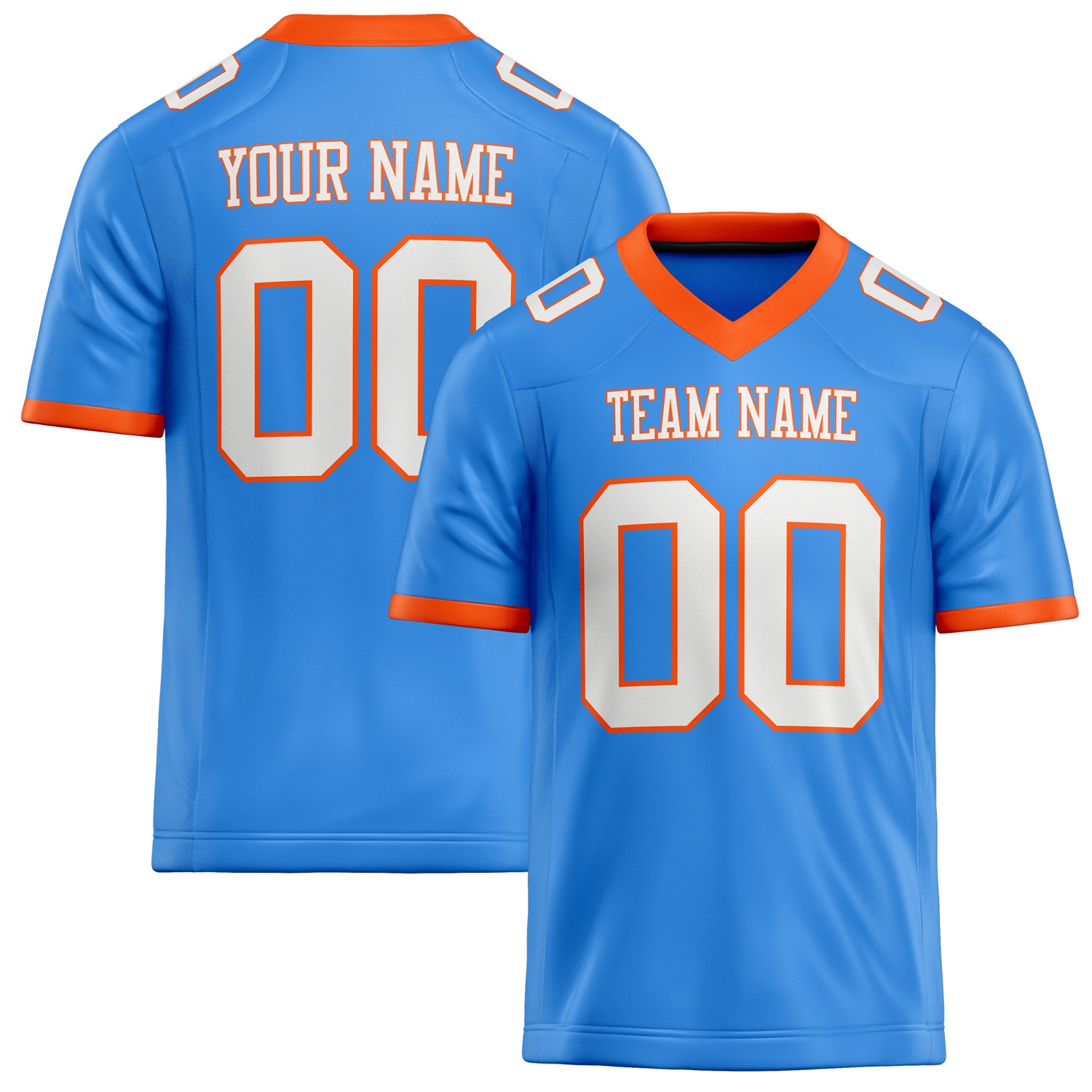 Custom Electric Blue White Solid Colour Football Jersey FT02240730EL122