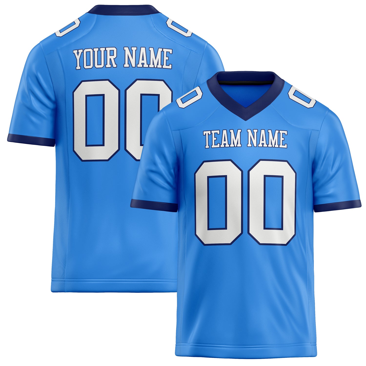 Custom Electric Blue White Solid Colour Football Jersey FT02240730EL125