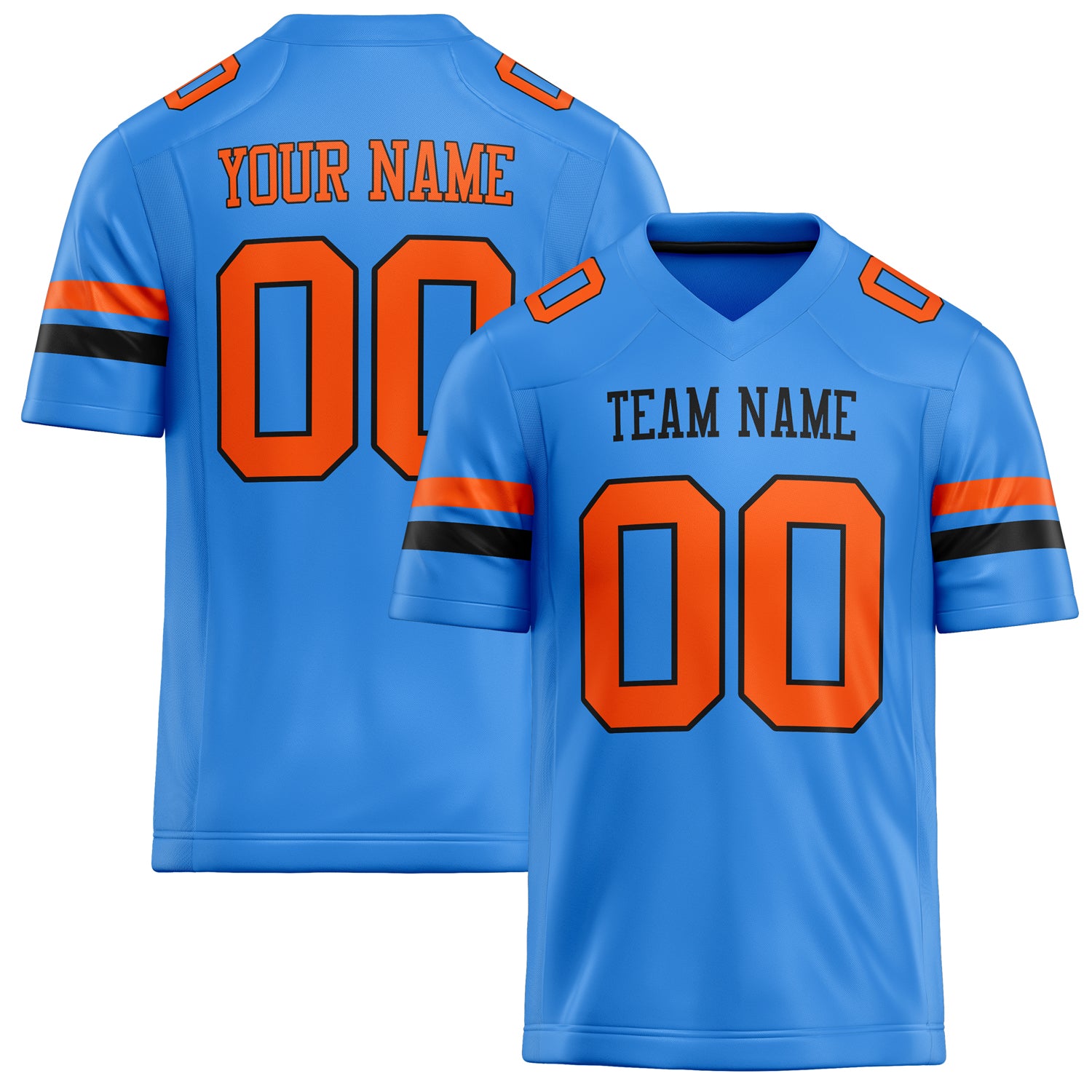 Custom Electric Blue orange Solid Colour Football Jersey FT02240730EL128