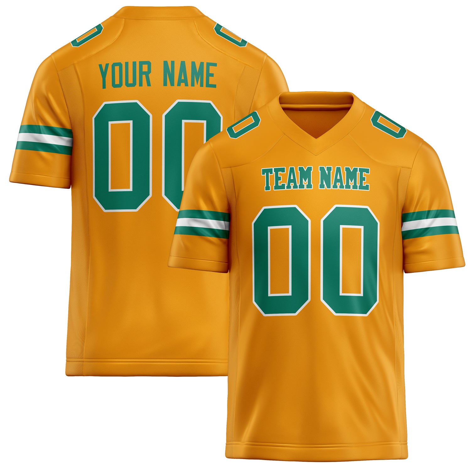 Custom Gold kelly green Solid Colour Football Jersey FT02240730GO132