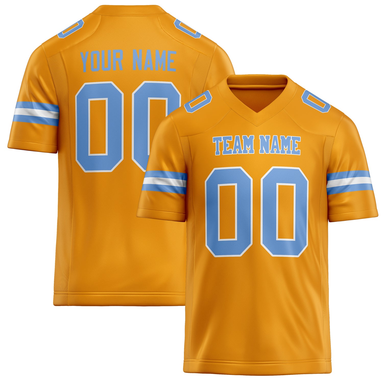Custom Gold light blue Solid Colour Football Jersey FT02240730GO134