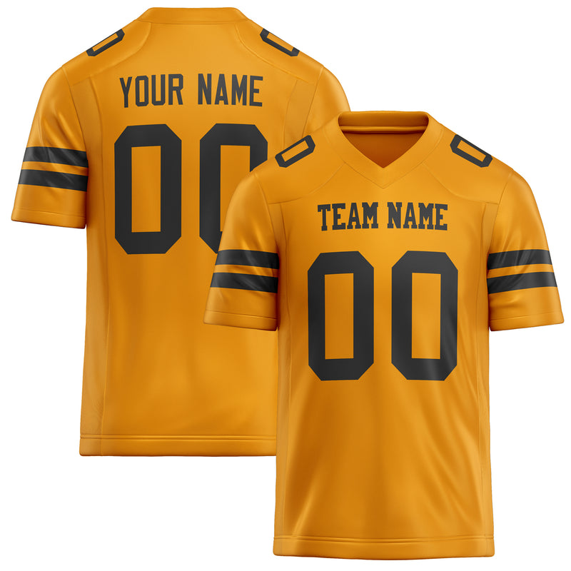 Custom Gold Black Solid Colour Football Jersey FT02240730GO136