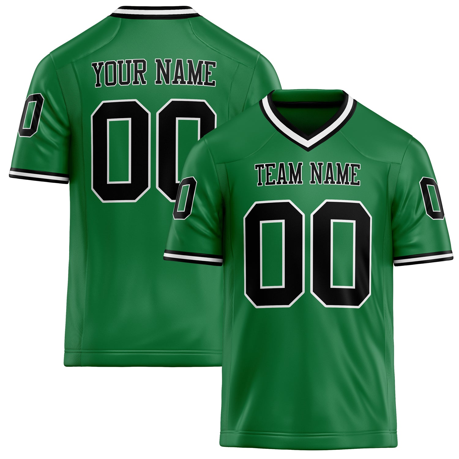 Custom Grass Green Black Solid Colour Football Jersey FT02240730GR150