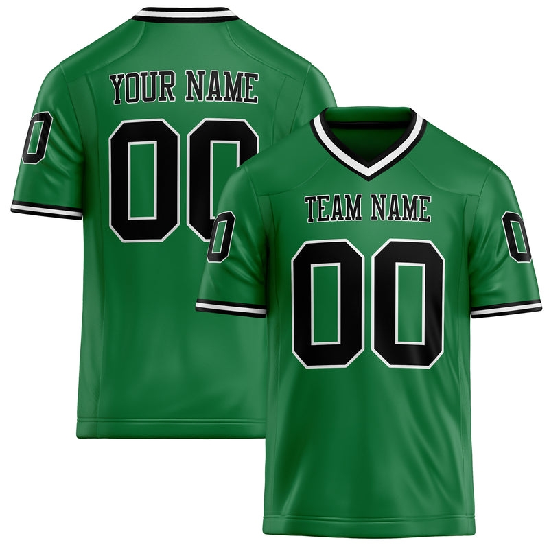 Custom Grass Green Black Solid Colour Football Jersey FT02240730GR150