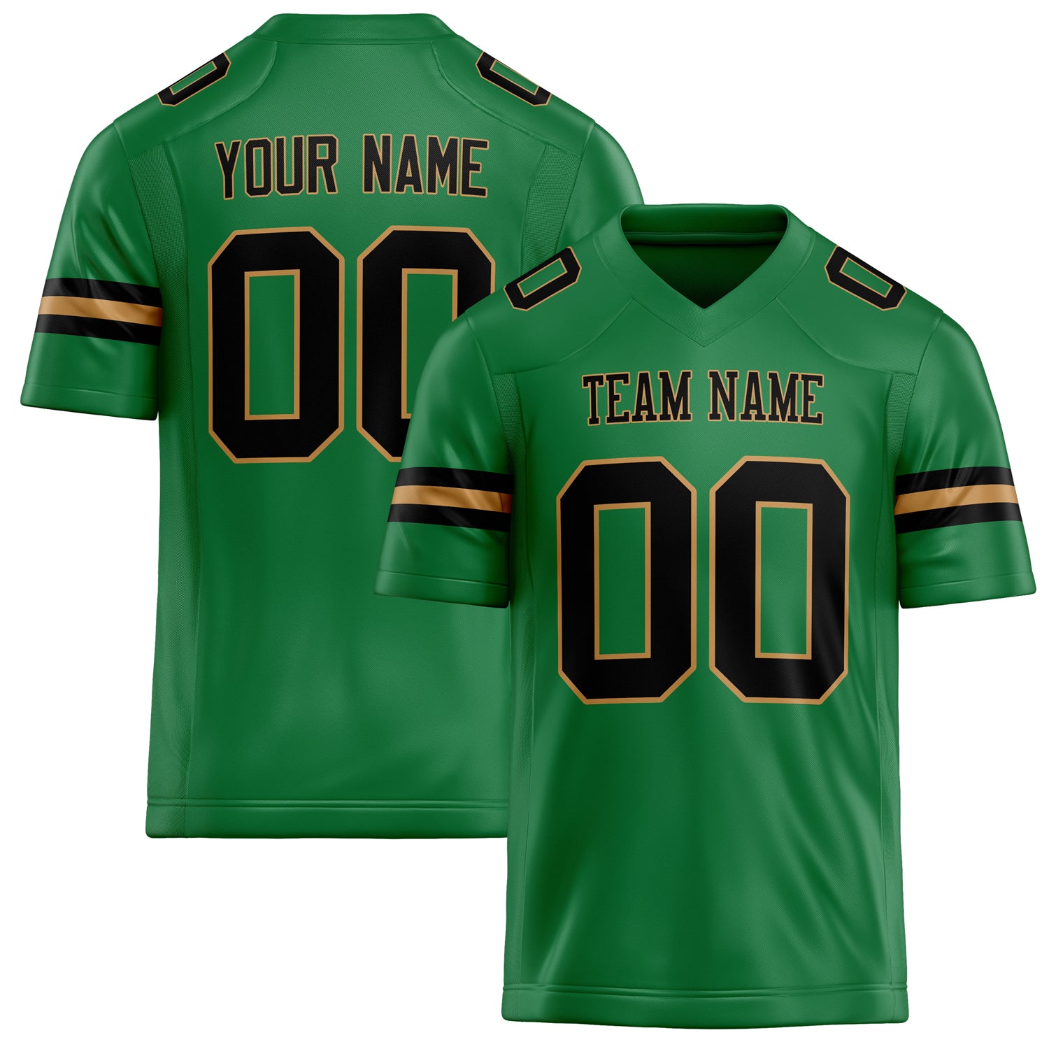 Custom Grass Green Black Solid Colour Football Jersey FT02240730GR151