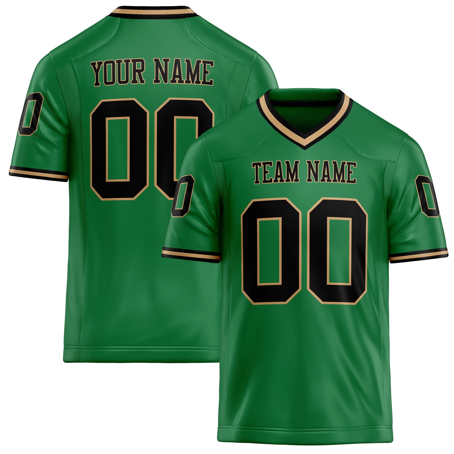 Custom Grass Green Black Solid Colour Football Jersey FT02240730GR154