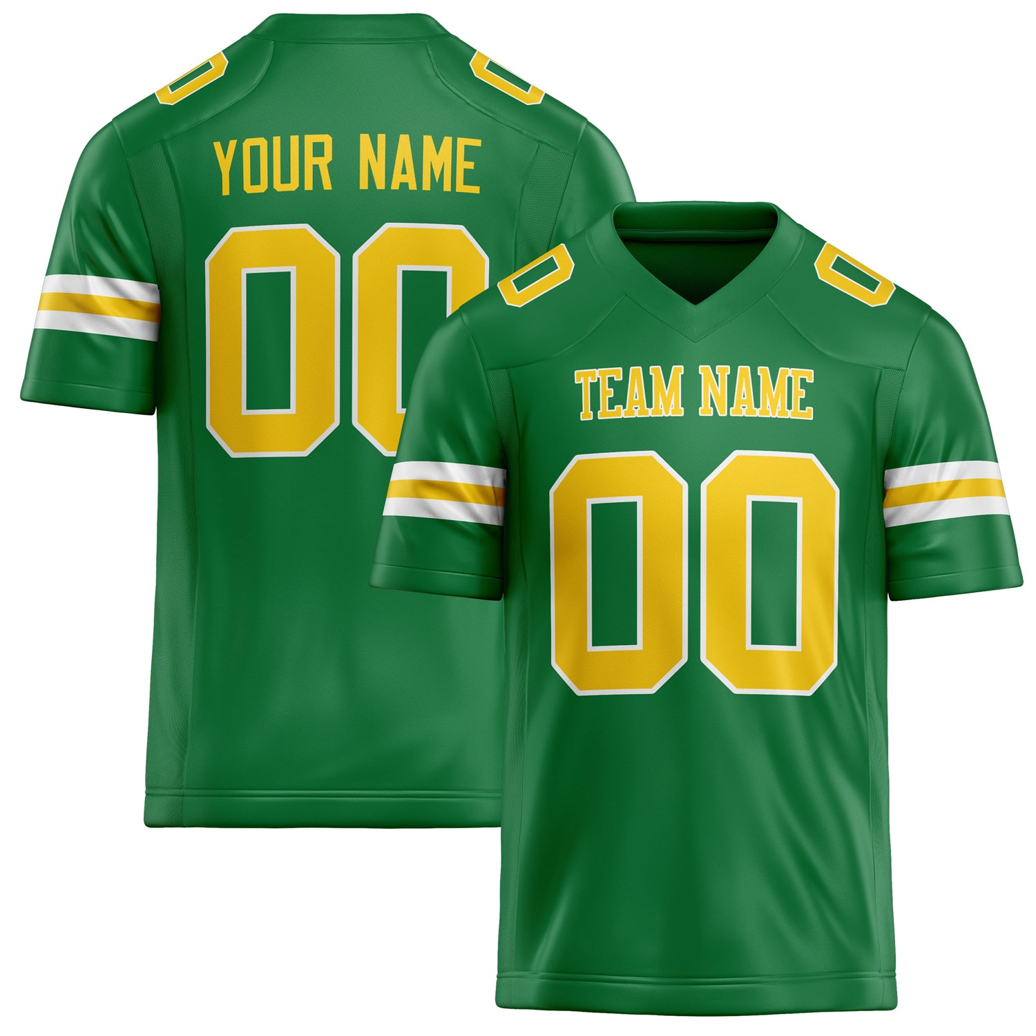 Custom Grass Green gold Solid Colour Football Jersey FT02240730GR155