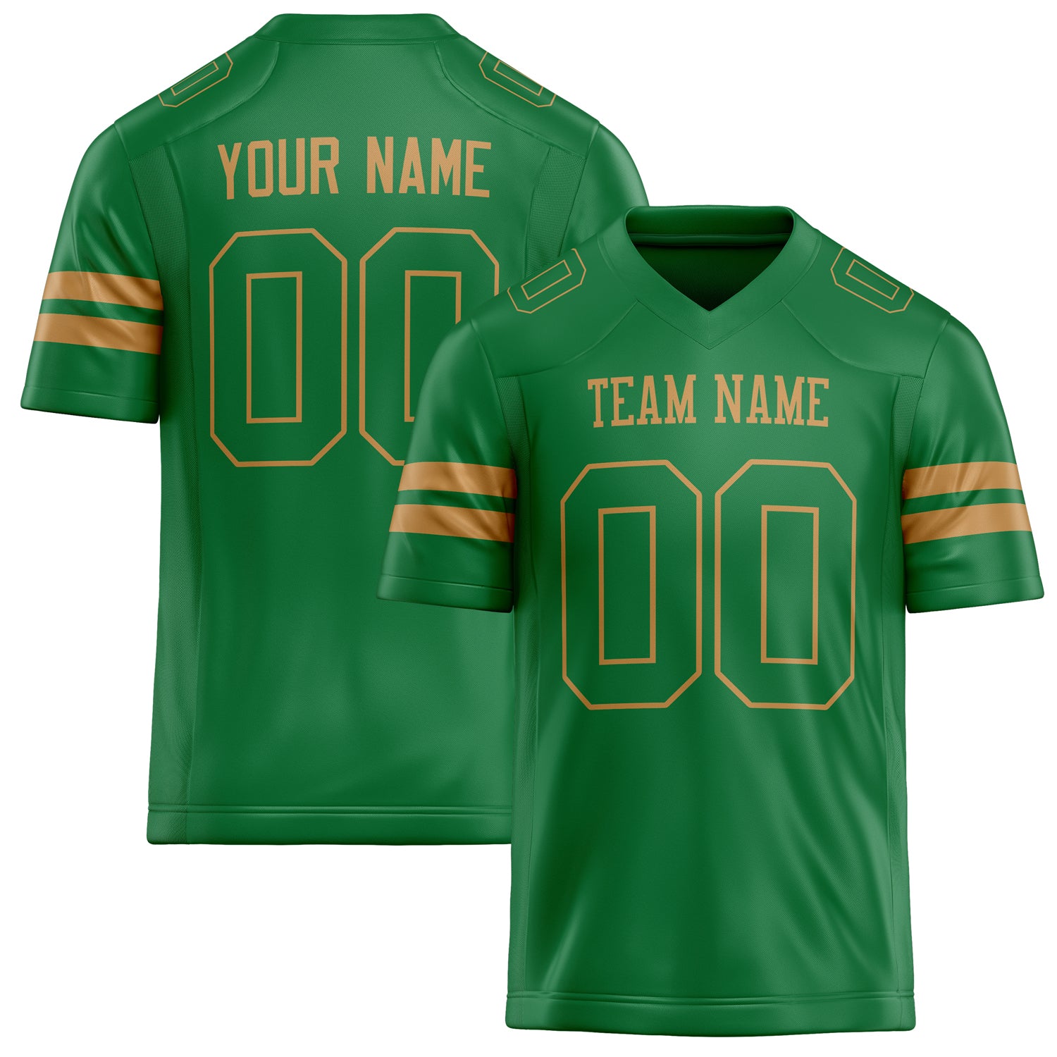 Custom Grass Green old gold Solid Colour Football Jersey FT02240730GR156
