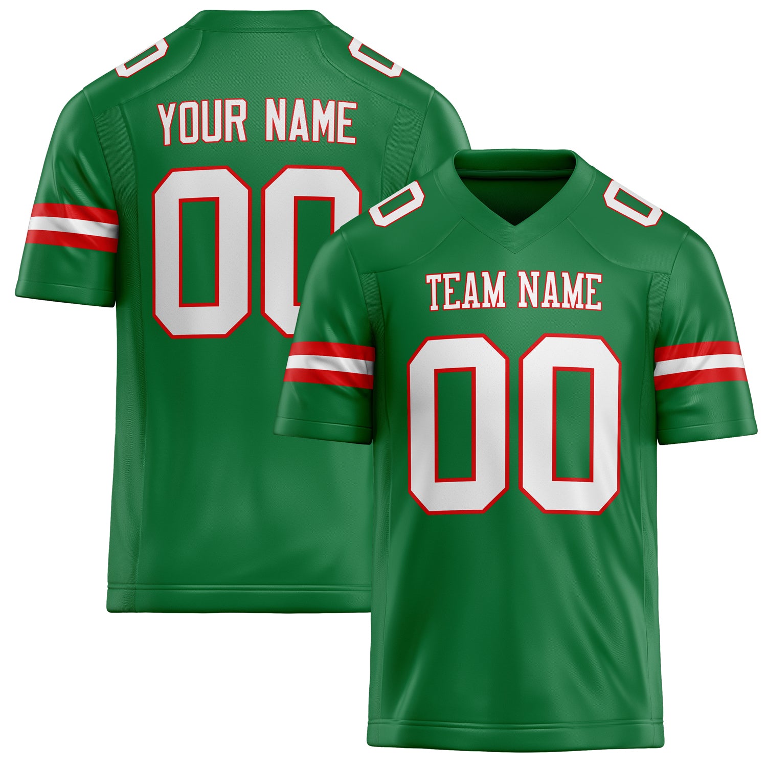 Custom Grass Green White Solid Colour Football Jersey FT02240730GR161