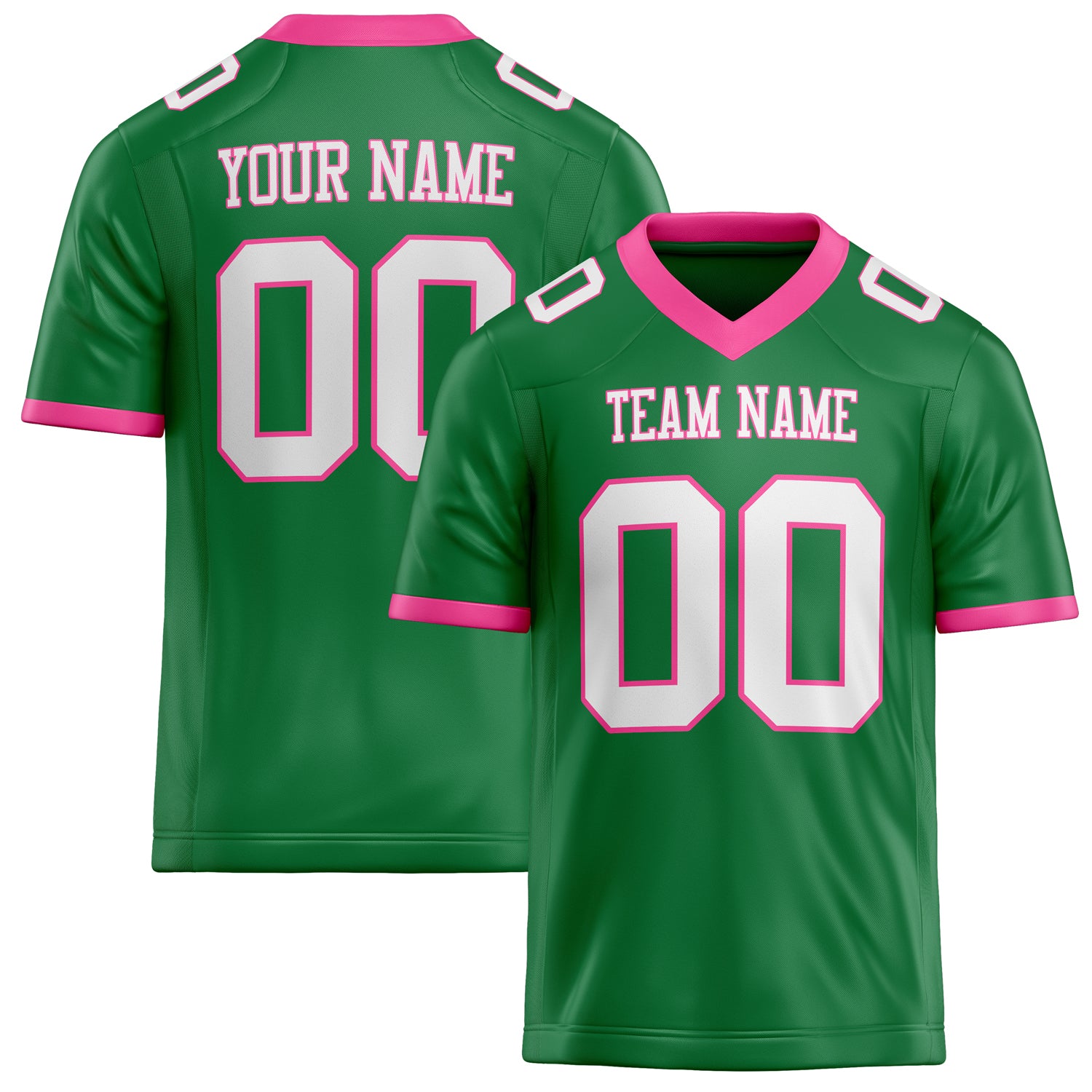 Custom Grass Green White Solid Colour Football Jersey FT02240730GR163
