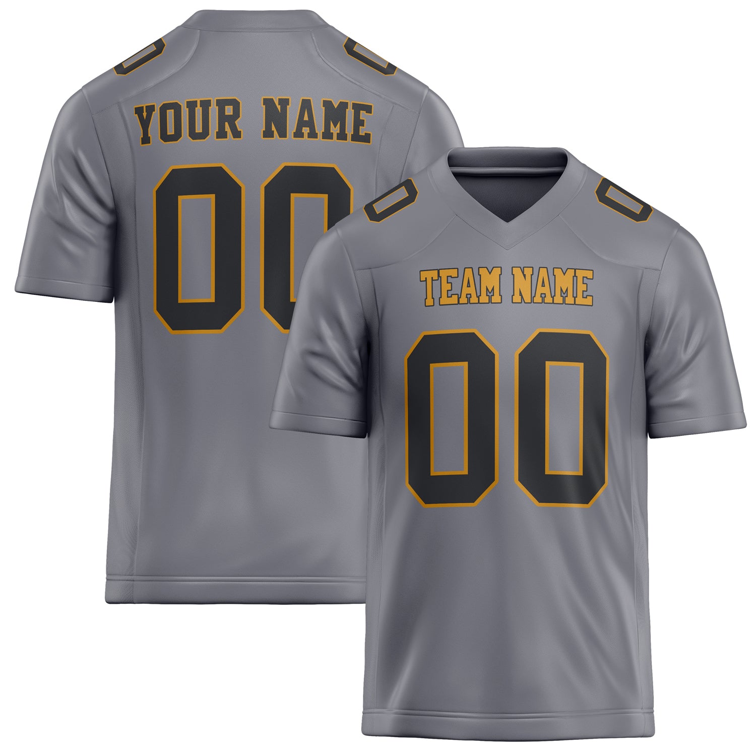 Custom Gray Black Solid Colour Football Jersey FT02240730GR169