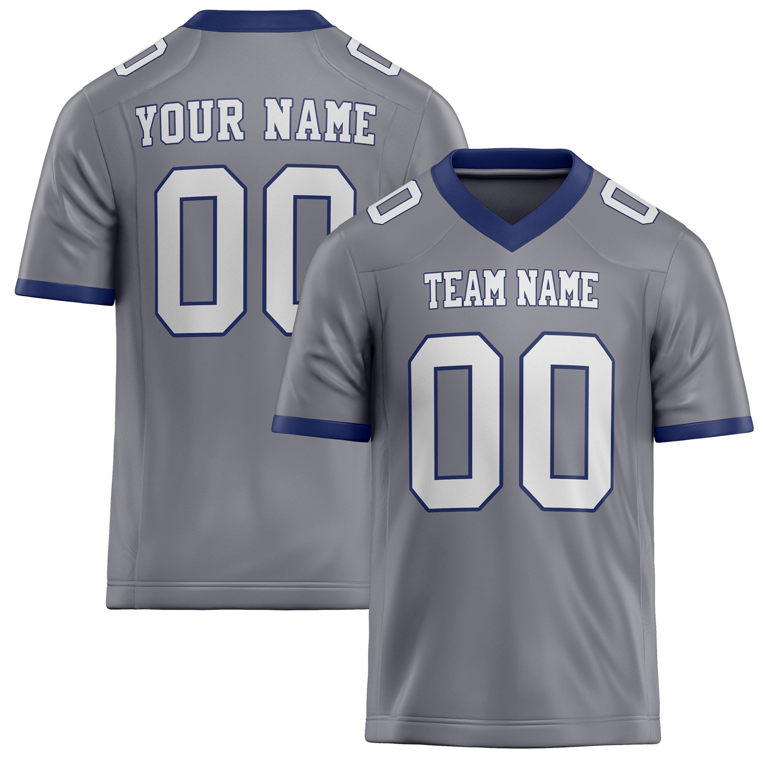 Custom Gray White Solid Colour Football Jersey FT02240730GR170