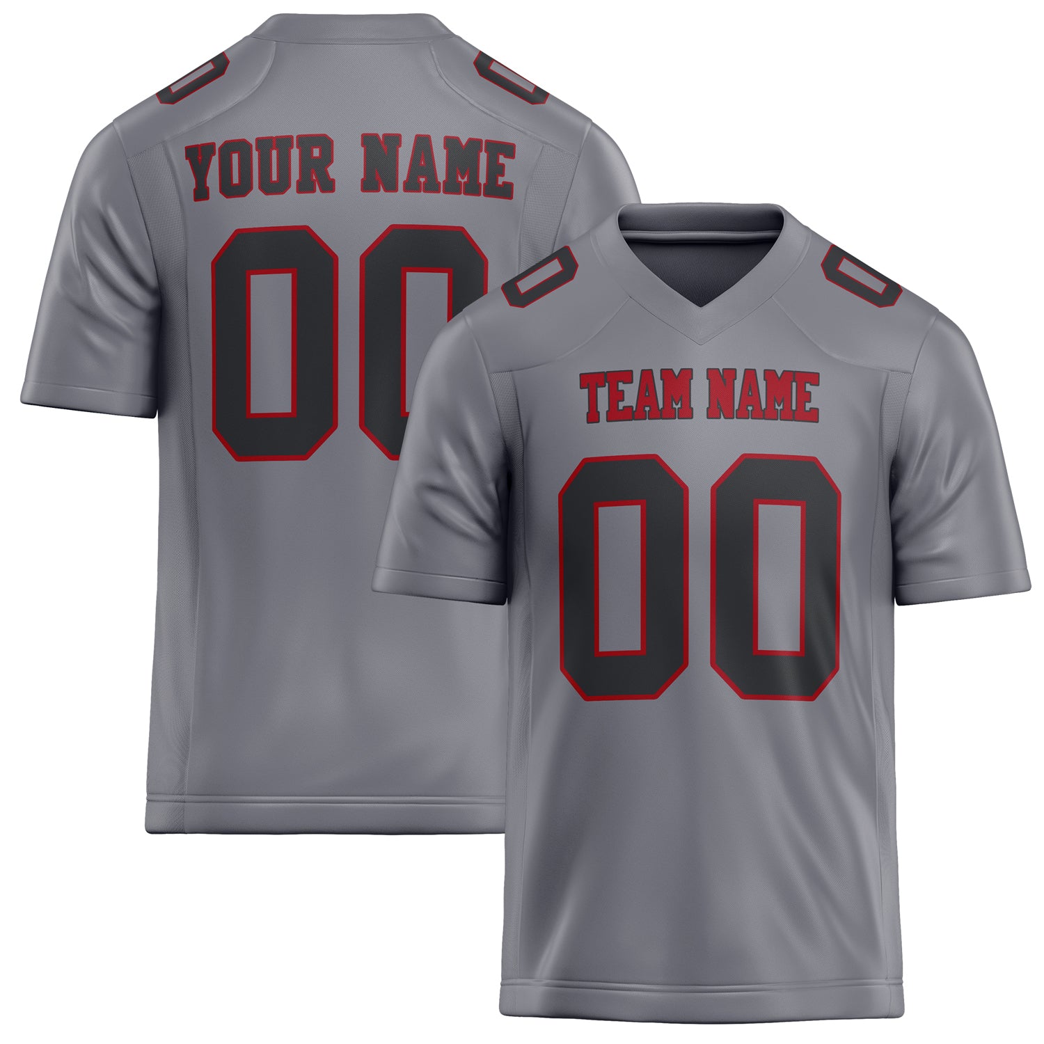 Custom Gray Black Solid Colour Football Jersey FT02240730GR180