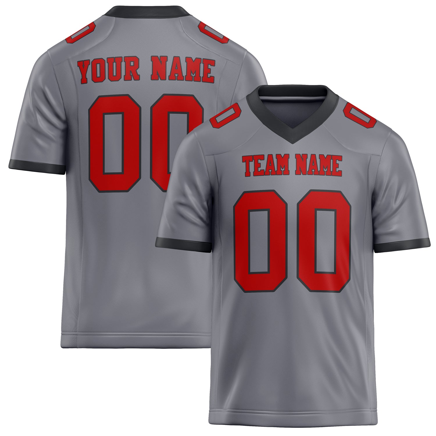 Custom Gray red Solid Colour Football Jersey FT02240730GR185