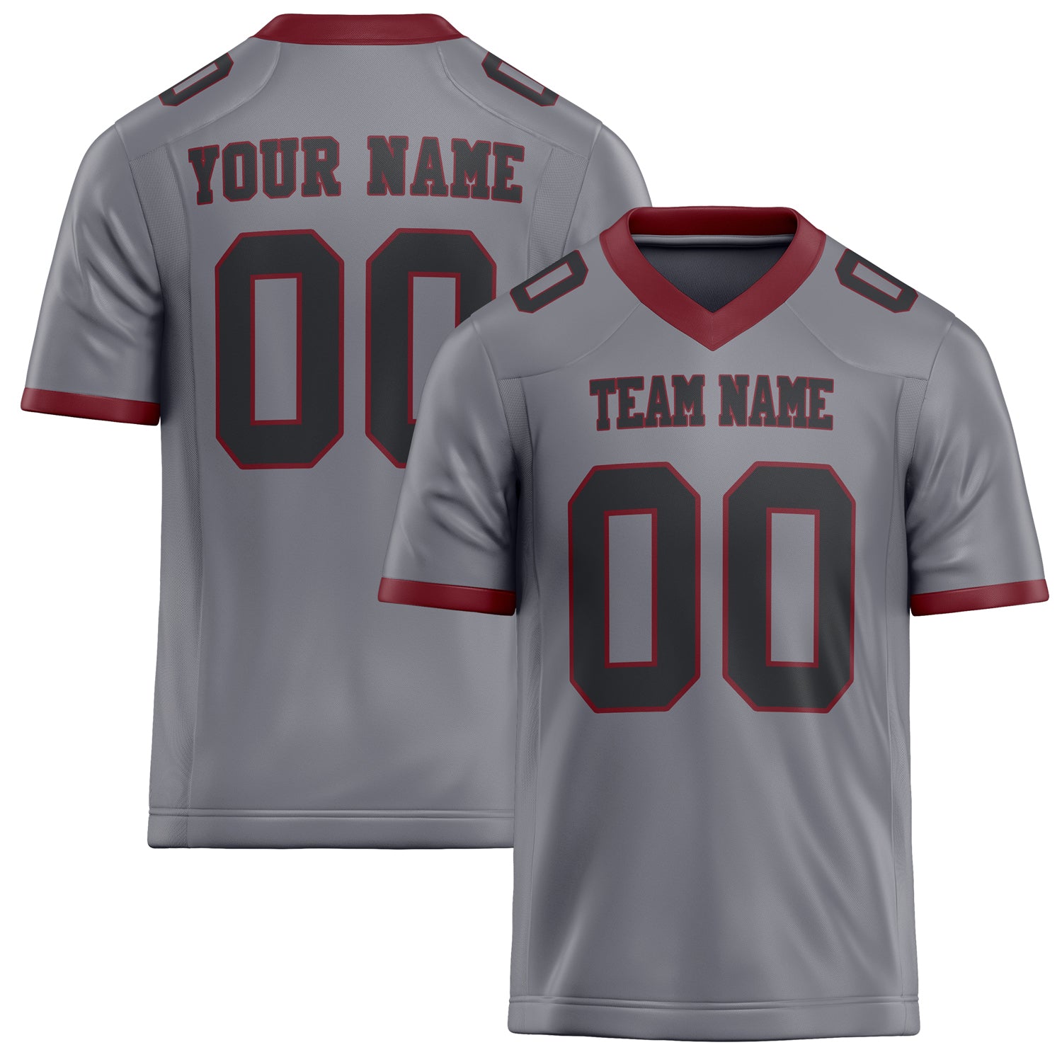 Custom Gray Black Solid Colour Football Jersey FT02240730GR188