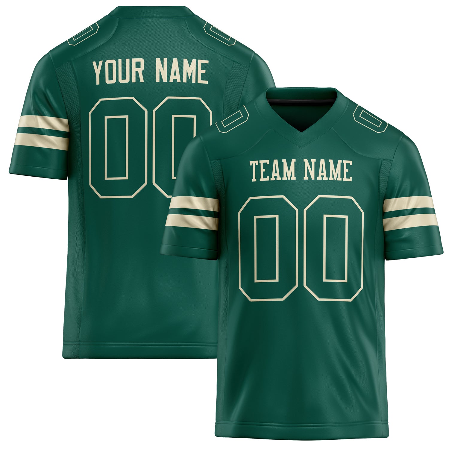 Custom Kelly Green cream Solid Colour Football Jersey FT02240730GR205
