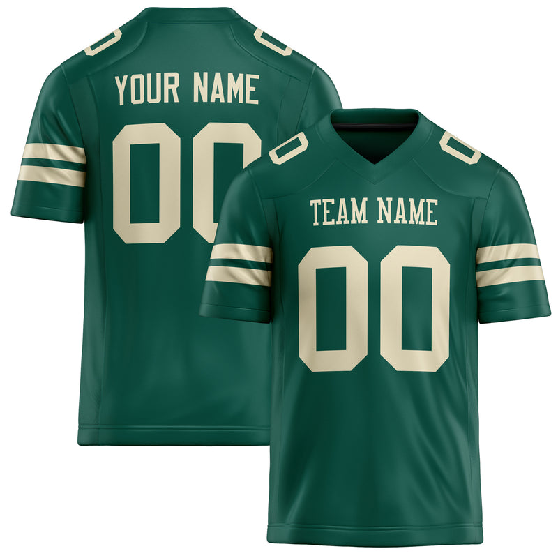 Custom Kelly Green cream Solid Colour Football Jersey FT02240730GR208