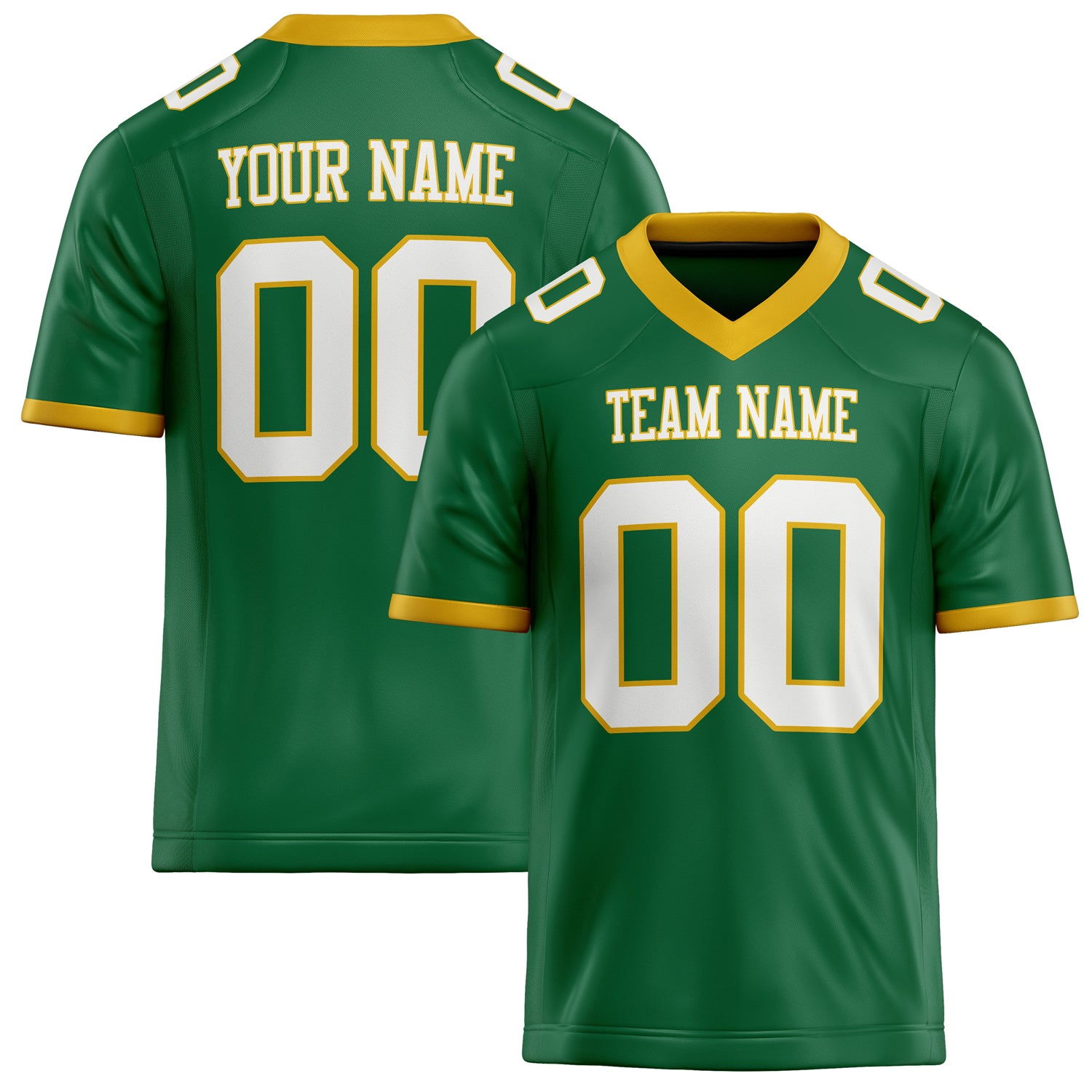Custom Kelly Green White Solid Colour Football Jersey FT02240730KE209