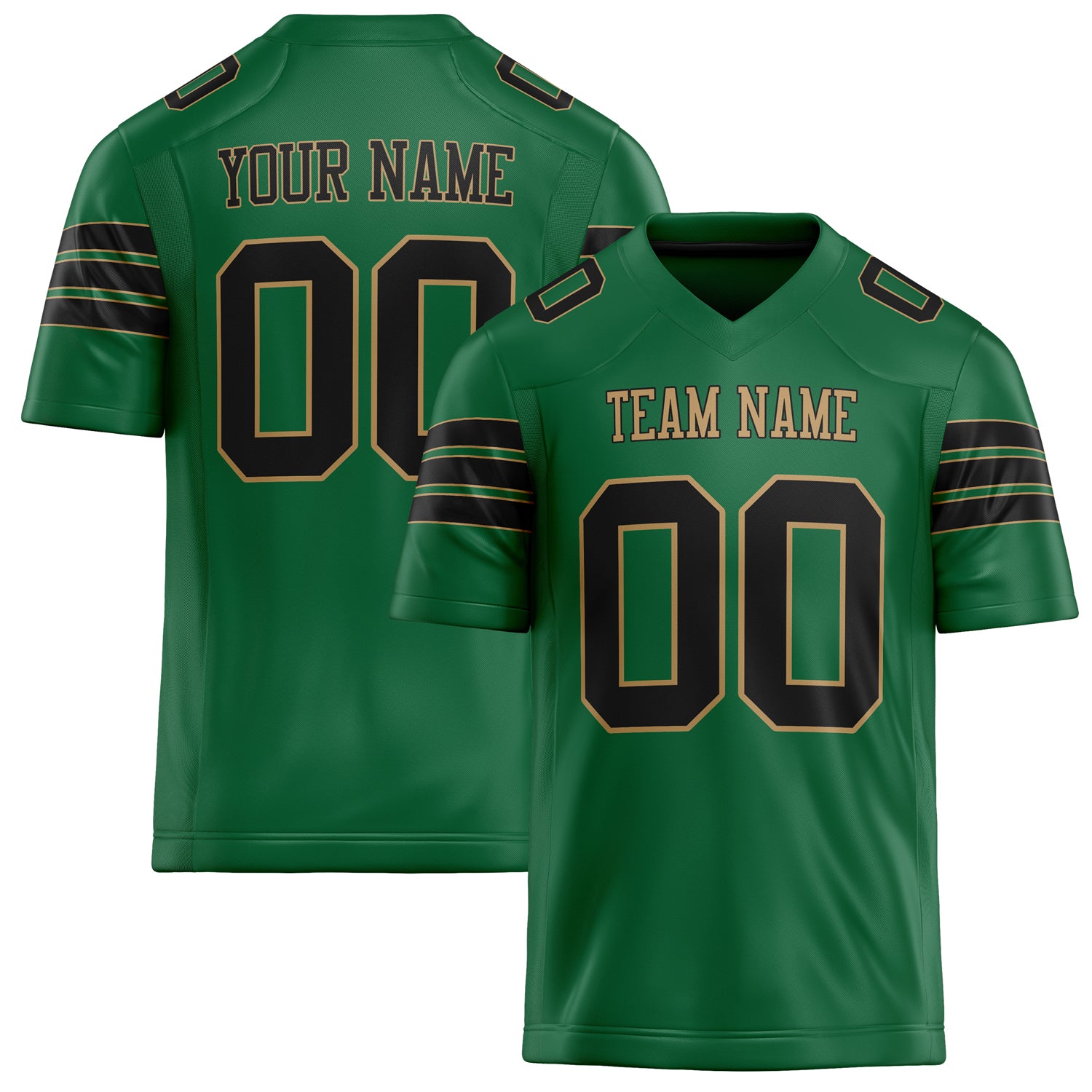 Custom Kelly Green Black Solid Colour Football Jersey FT02240730KE210