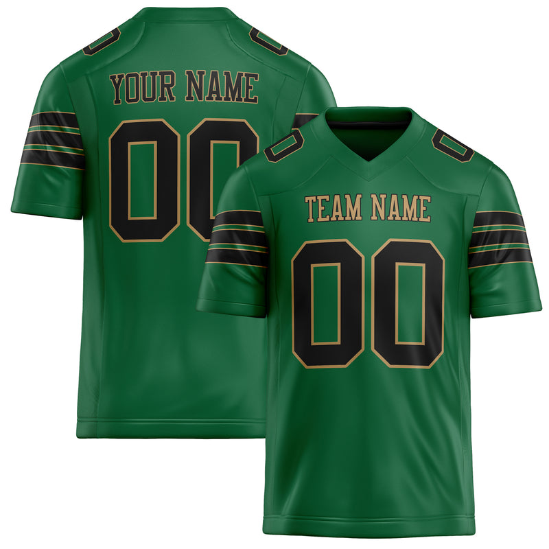 Custom Kelly Green Black Solid Colour Football Jersey FT02240730KE210