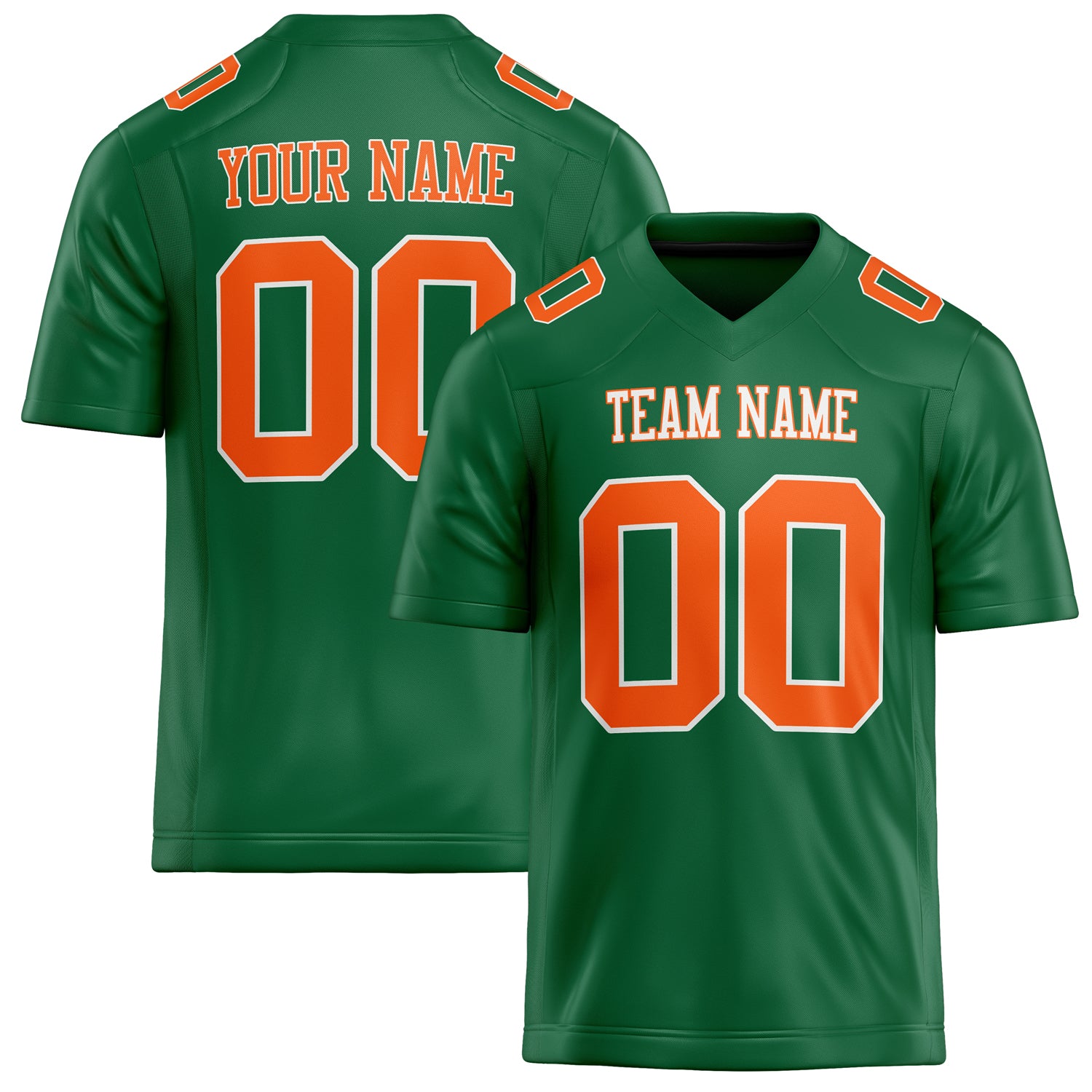 Custom Kelly Green orange Solid Colour Football Jersey FT02240730KE212