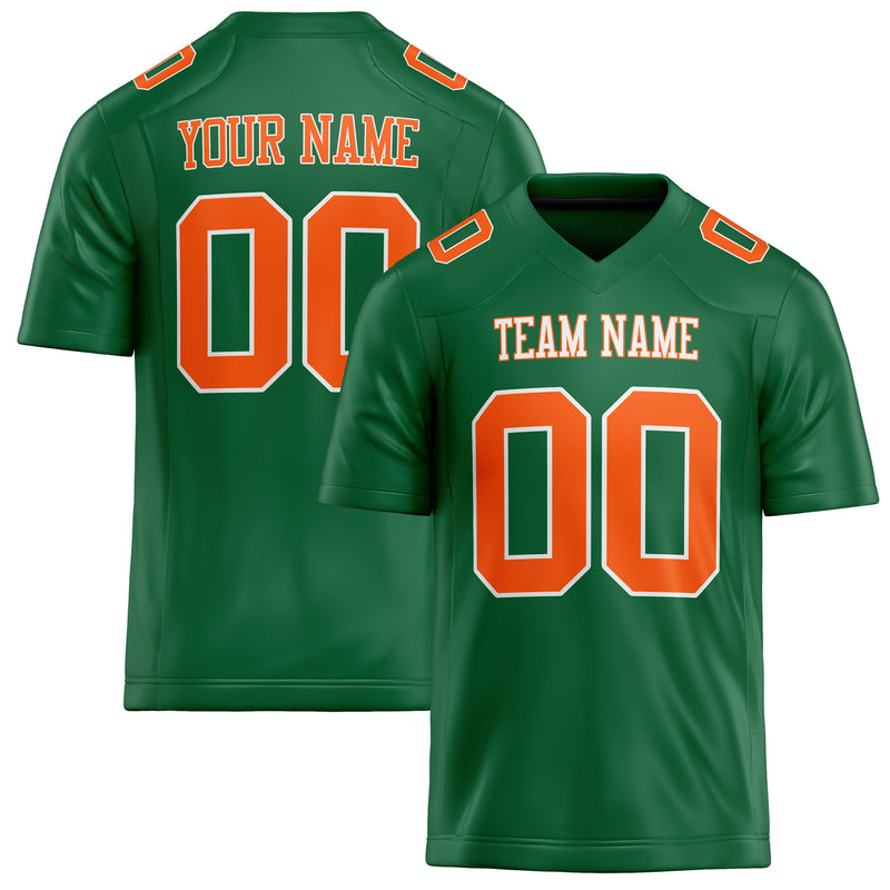 Custom Kelly Green orange Solid Colour Football Jersey FT02240730KE212